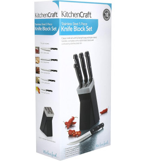 Kitchenkraft: Bloc 5 Couteaux de Cuisine Noir