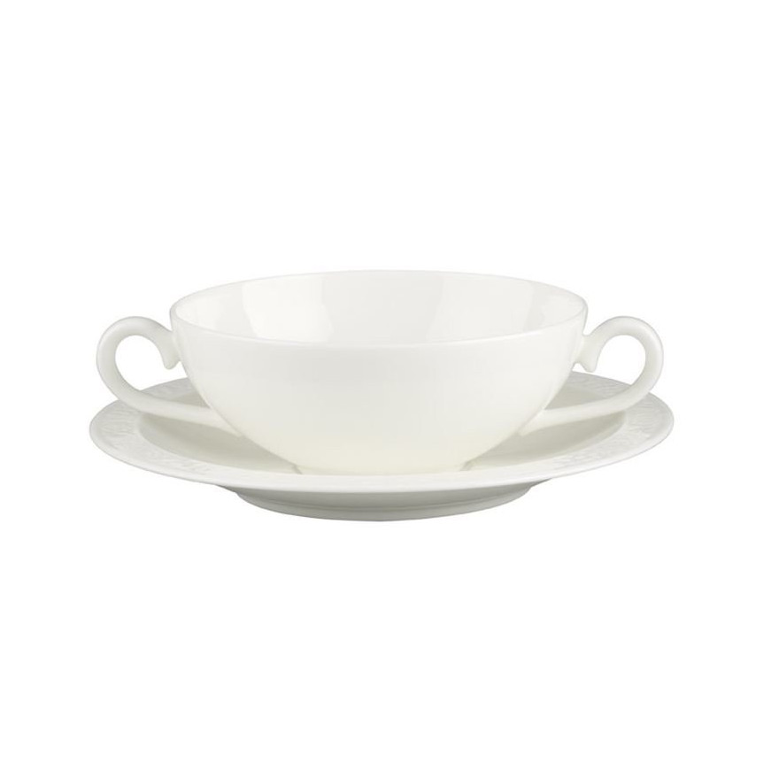 Villeroy & Boch: White Pearl Tasse à bouillon avec soucoupe 2 pièces