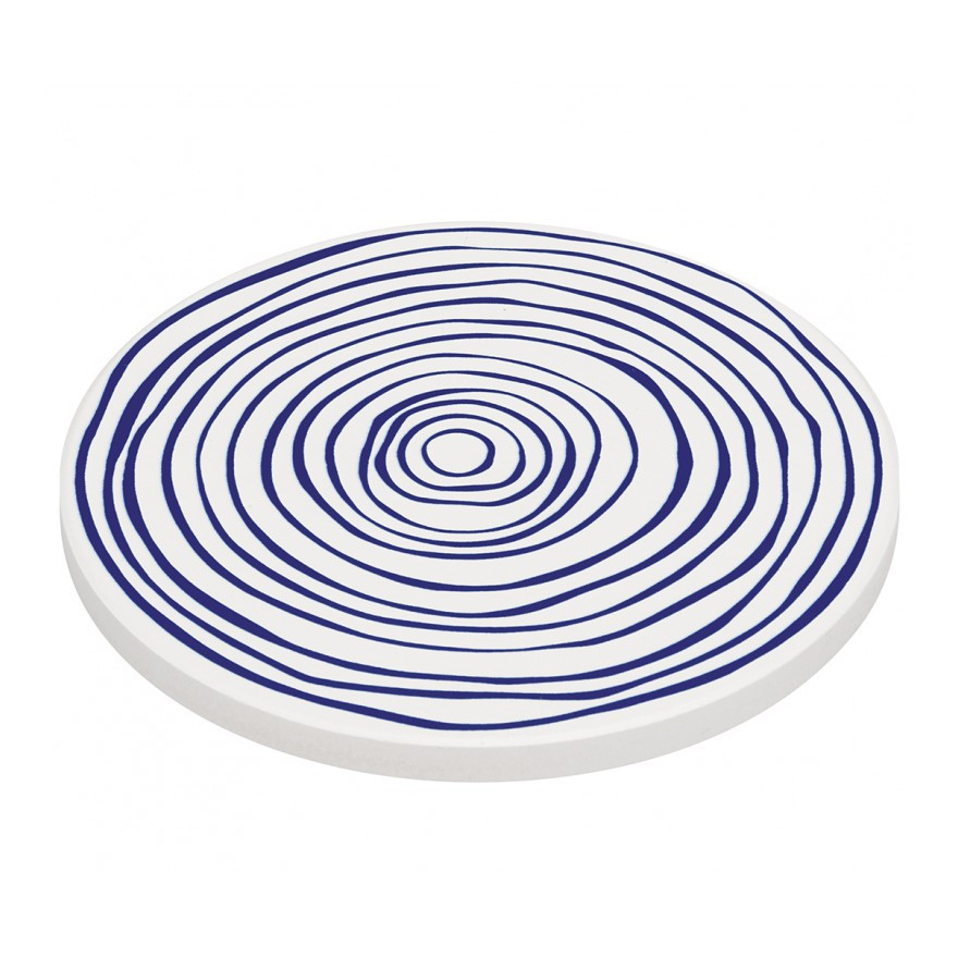 Zassenhaus: Nordic Round Keramiek Plat 20 cm blauwe cirkels