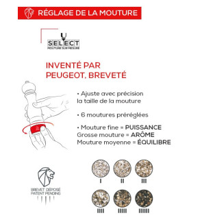 Peugeot: Parisrama U'select moulin à sel manuel laqué blanc ivoire 18 cm