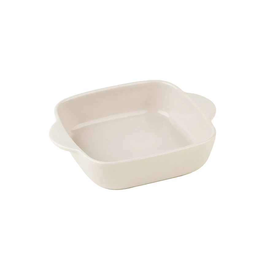 Menastyl: Beige vierkant steengoed ovenschaal 24 cm