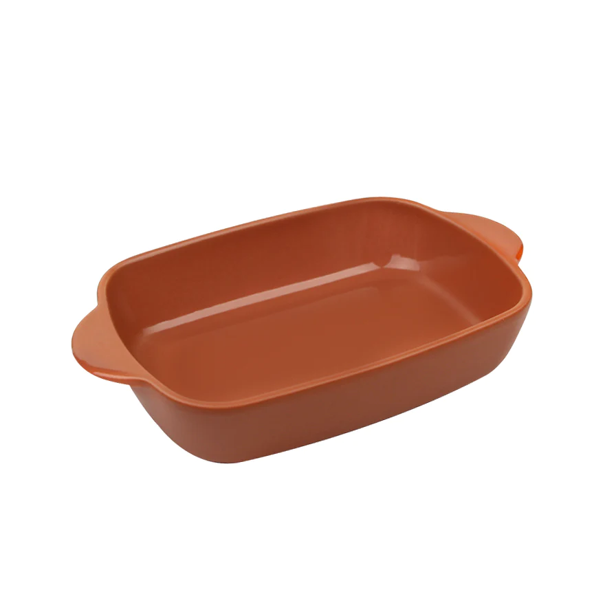 Menastyl: Terracotta rechthoek steengoed ovenschaal 27 cm