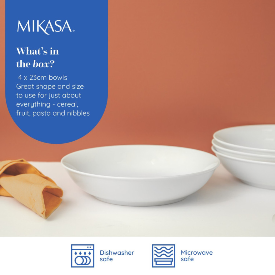 Mikasa: Chalk Set de 4 assiettes creuses en porcelaine