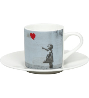 Konitz: Tasse expresso & soucoupe "Girl with Balloon" Banksy 9,5 cl