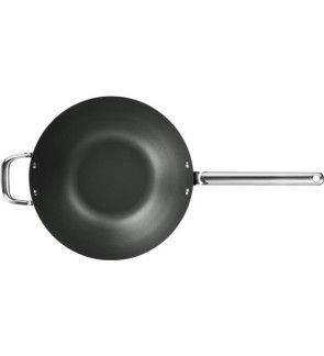 Scanpan: Zwarte IJzeren Wok 30 cm ongecoat en antiaanbaklaag.