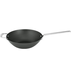 Scanpan: Zwarte IJzeren Wok 30 cm ongecoat en antiaanbaklaag.