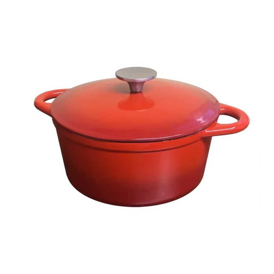 Baumalu: Cocotte en fonte ronde rouge intérieur noir 20 cm