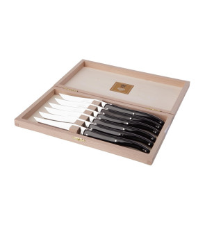 Claude Dozorme: Laguiole Coffret de 6 couteaux à steak Noir