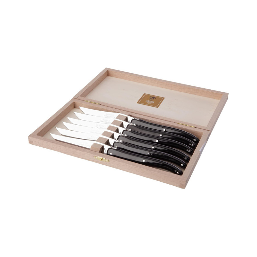 Claude Dozorme: Laguiole Coffret de 6 couteaux à steak Noir