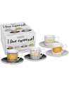 Konitz: Set van 4 espressokopjes en schotels “I love Espresso” 9,5 cl