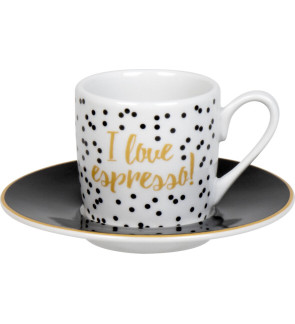 Konitz:  Set de 4 tasses expresso et sous-tasses « I love espresso»  9,5 cl