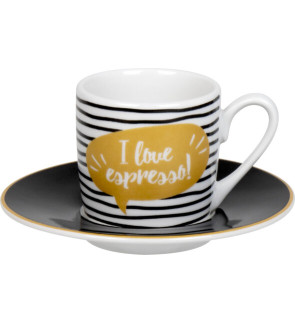 Konitz:  Set de 4 tasses expresso et sous-tasses « I love espresso»  9,5 cl