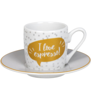 Konitz:  Set de 4 tasses expresso et sous-tasses « I love espresso»  9,5 cl