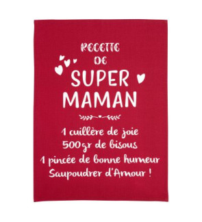 Winkler: Essuie/Torchon "Super maman" rouge 50x70